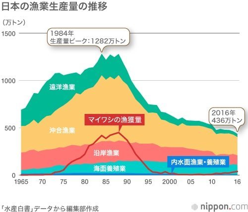 漁業生産量は30年間で半減、日本は世界で8位—水産白｜nippon.com